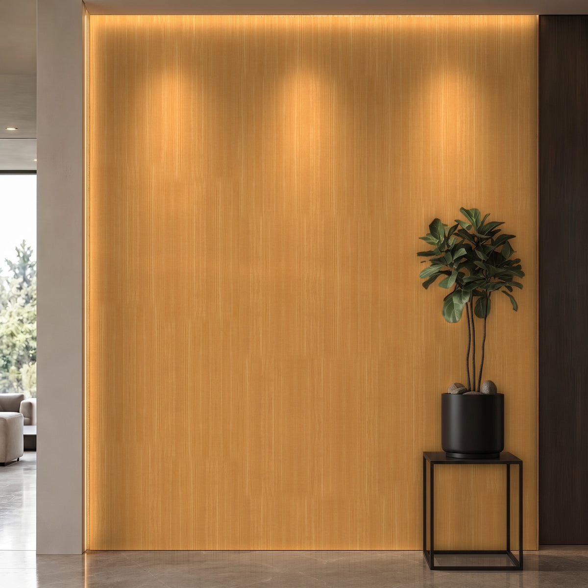 Bodaq W183 Pine interior film rendered on a feature wall