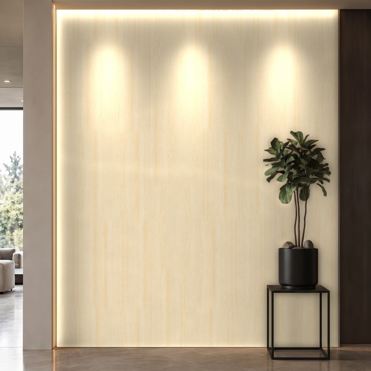 Bodaq W863 Oak interior film rendered on a feature wall