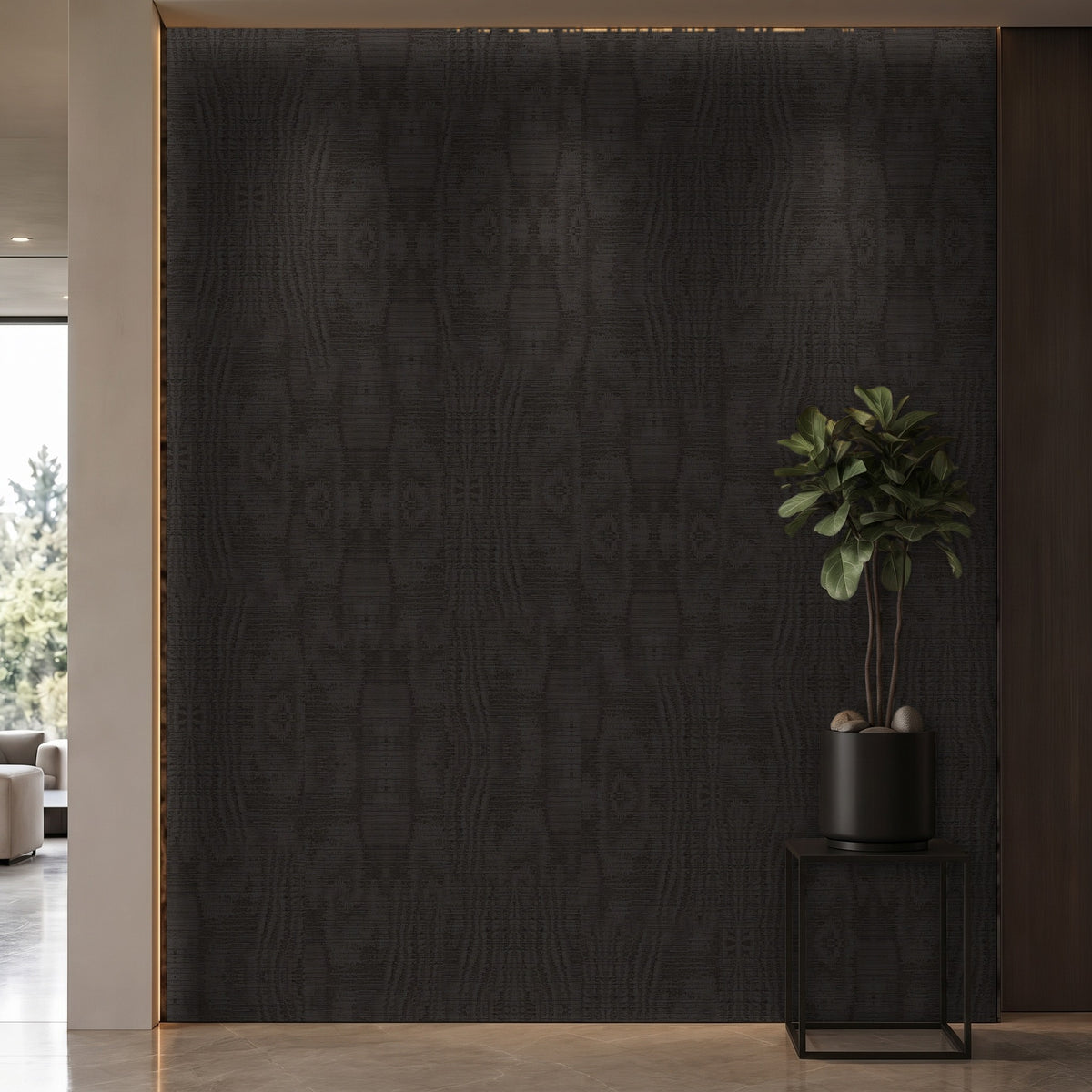 Bodaq W883 Burl interior film rendered on a feature wall