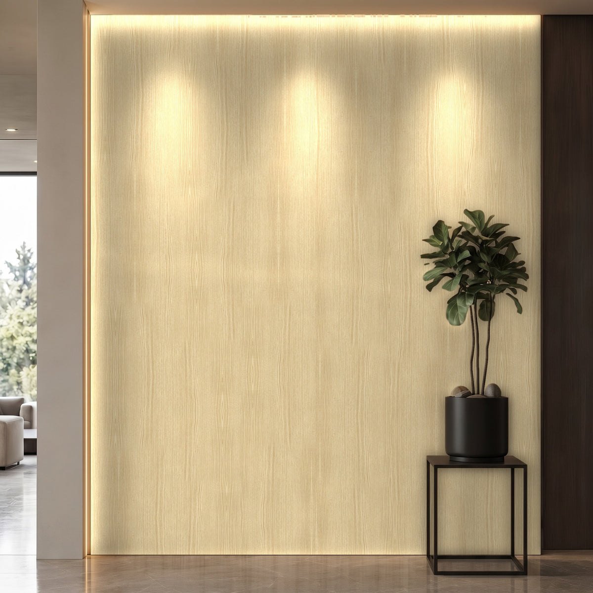 Bodaq ZX113 Eiche interior film rendered on a feature wall