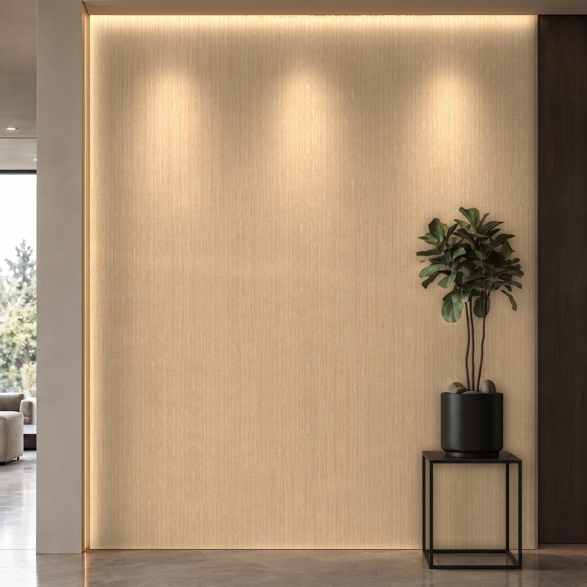 Bodaq ZX144 Oak interior film rendered on a feature wall