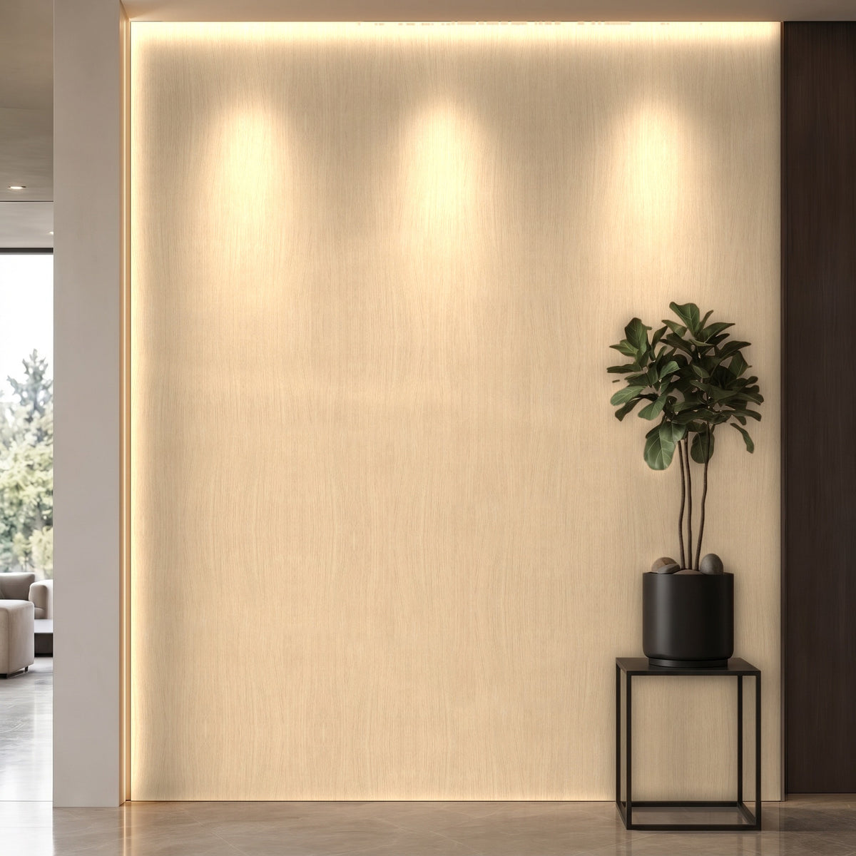 Bodaq ZX162 Oak interior film rendered on a feature wall