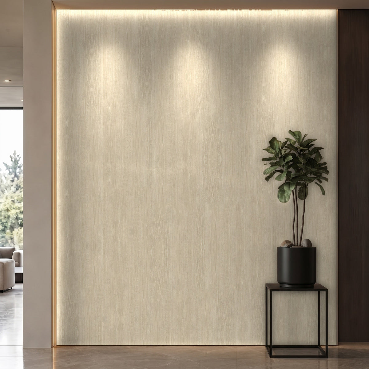 Bodaq ZX165 Oak interior film rendered on a feature wall