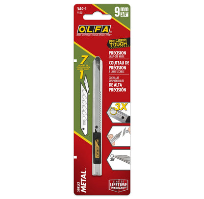 Olfa Stainless Steel Auto-Lock Knife - SAC-1 vinyl wrap cutting tool - close-up detail view