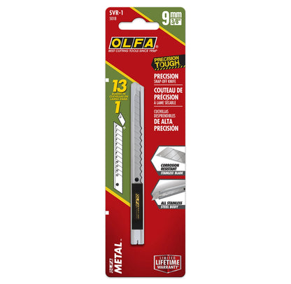 Olfa Stainless Steel Slide-Lock Knife - SVR-1 vinyl wrap cutting tool - close-up detail view