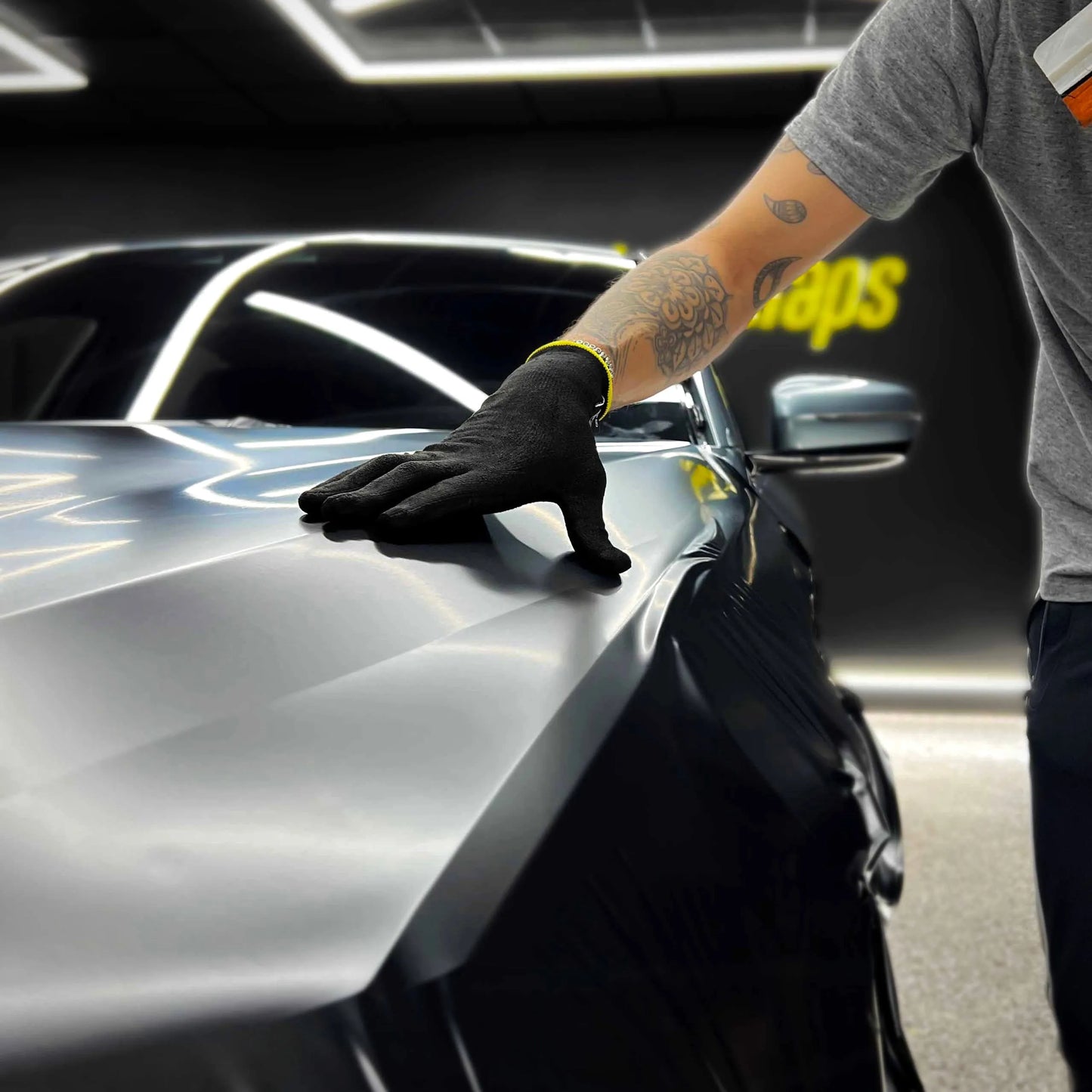 Off-Wrap Shadow  - Vinyl Wrap Gloves vinyl wrap glove - close-up detail view