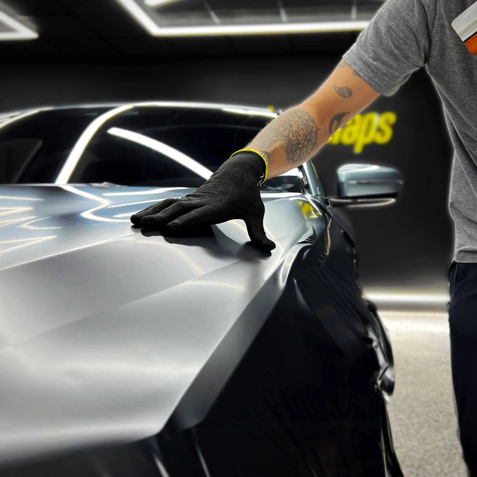 Off-Wrap Shadow  - Vinyl Wrap Gloves vinyl wrap glove - close-up detail view