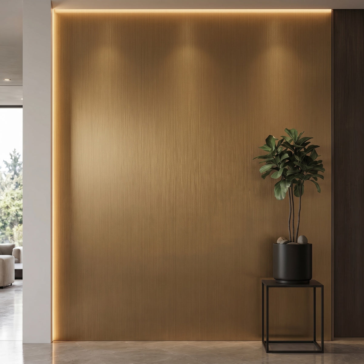 Bodaq RM003 Real Metal interior film rendered on a feature wall