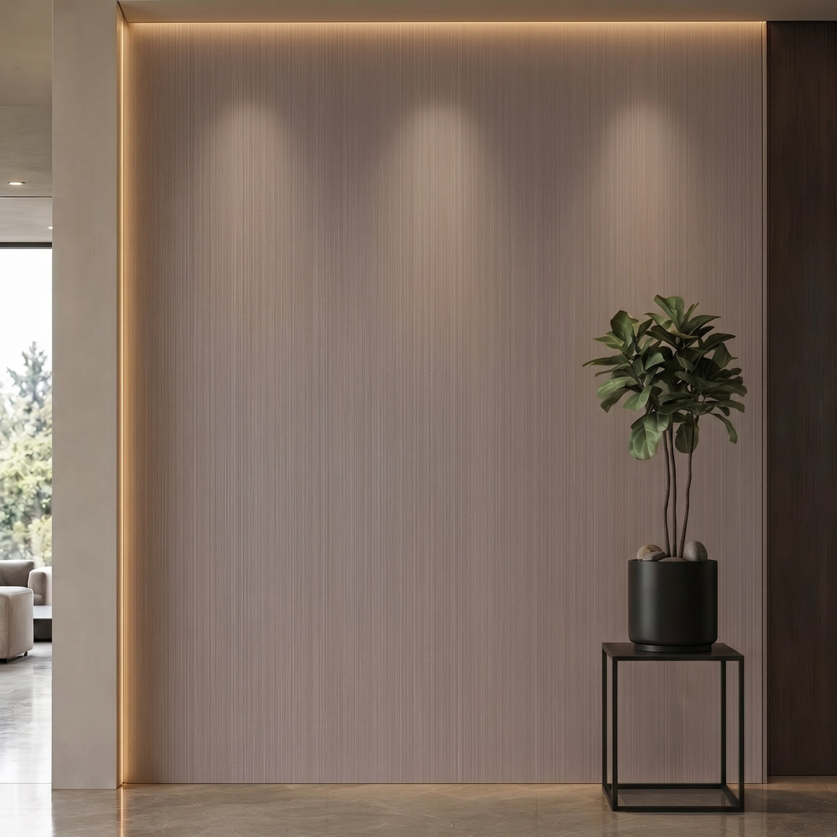 Bodaq RM015 Real Metal interior film rendered on a feature wall