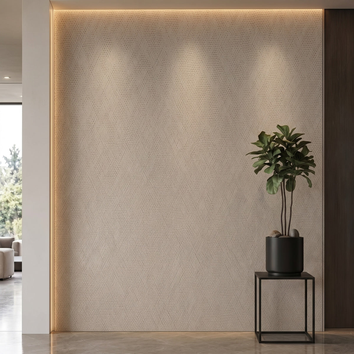 Bodaq RM051 Real Metal interior film rendered on a feature wall