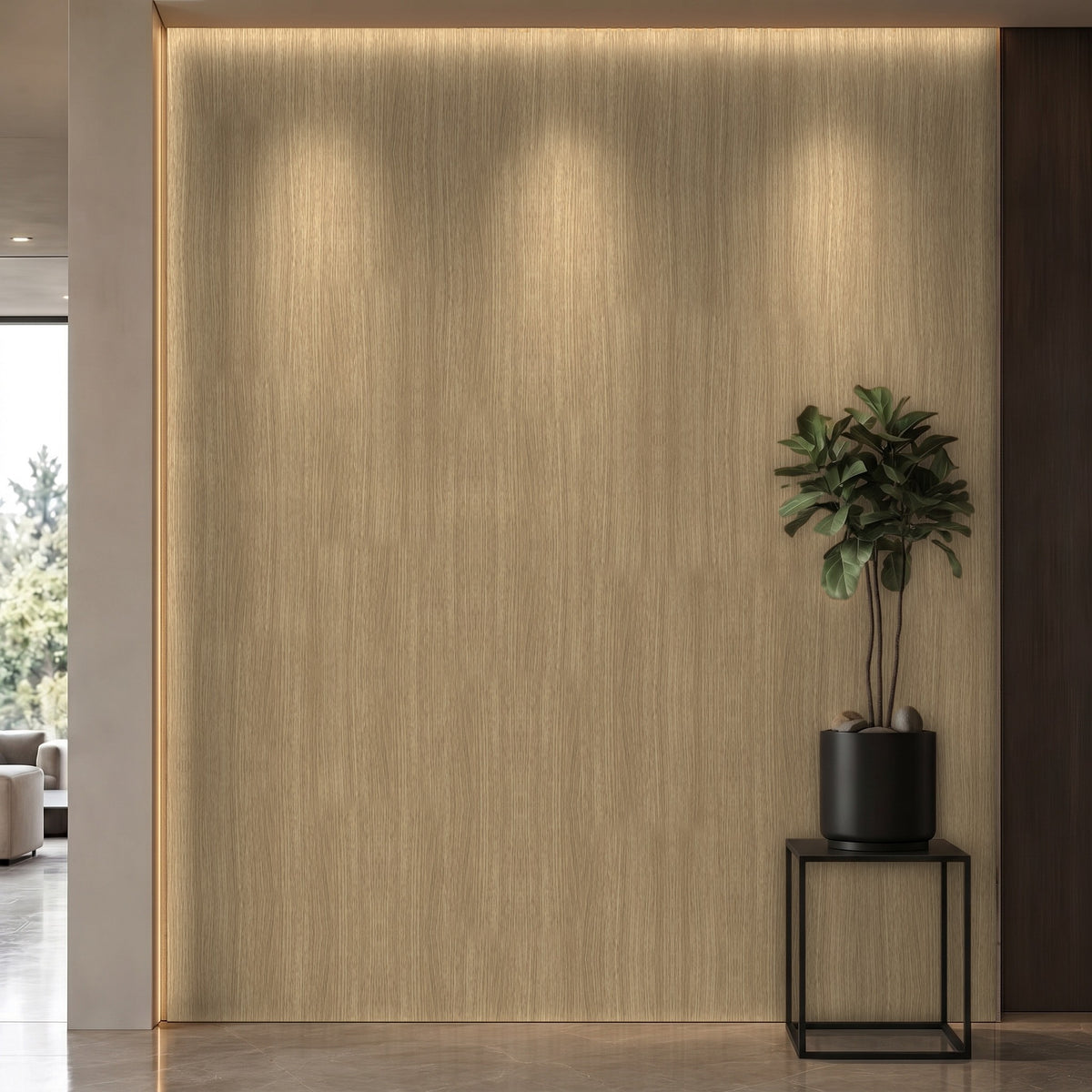 Bodaq W192 Castagno Cadduci interior film rendered on a feature wall