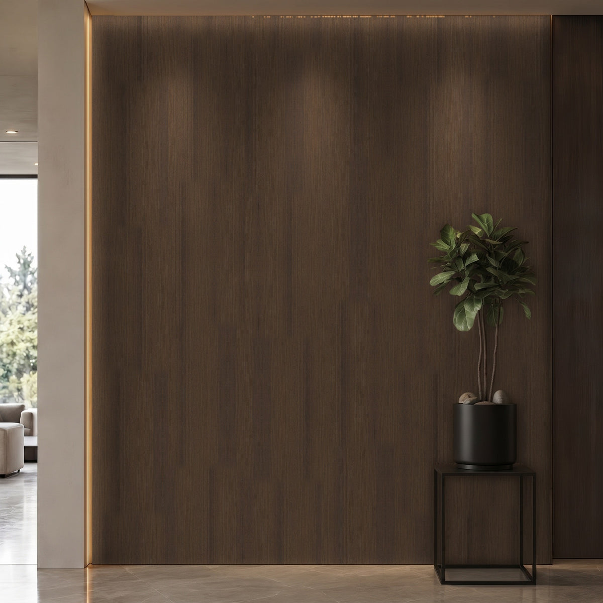 Bodaq W638 Oak interior film rendered on a feature wall