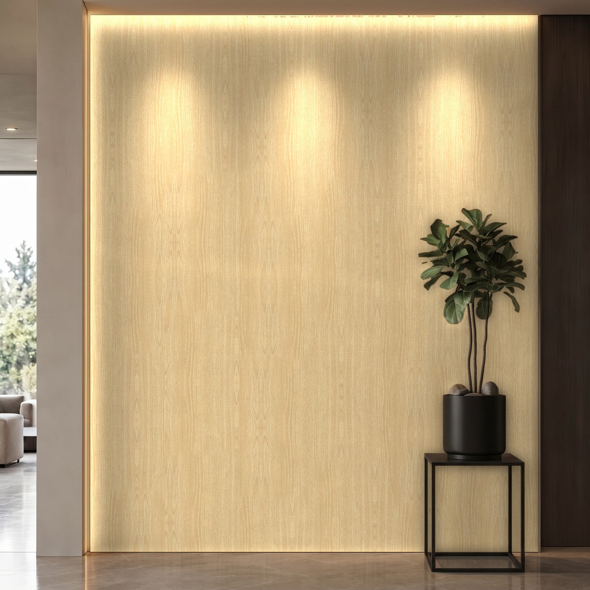 Bodaq W879 Ash interior film rendered on a feature wall