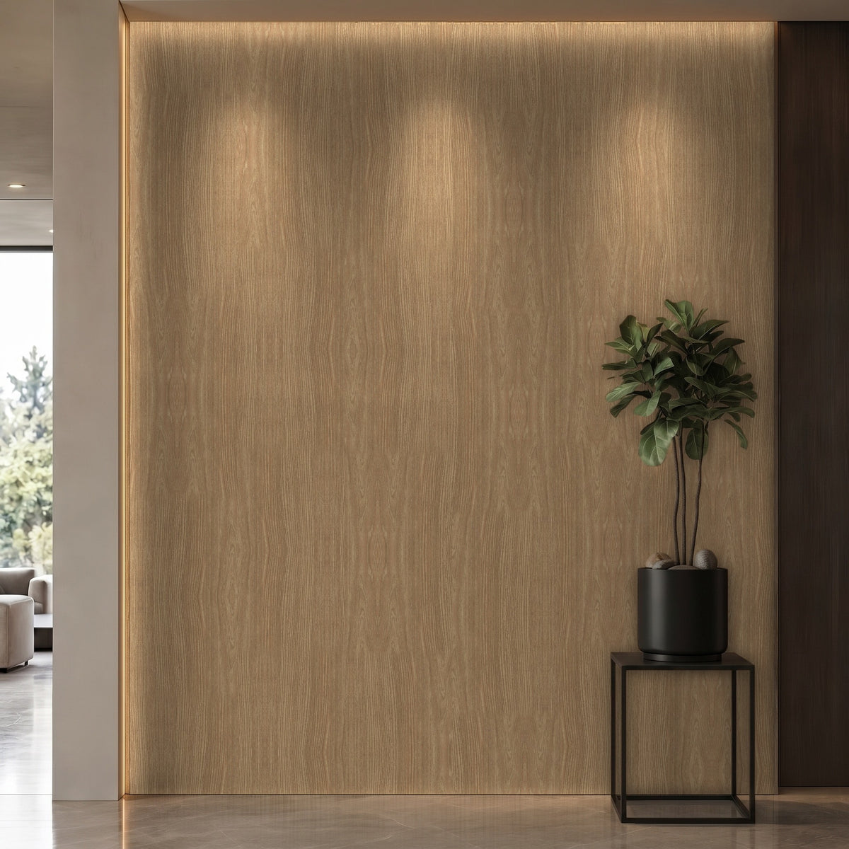 Bodaq W880 Ash interior film rendered on a feature wall