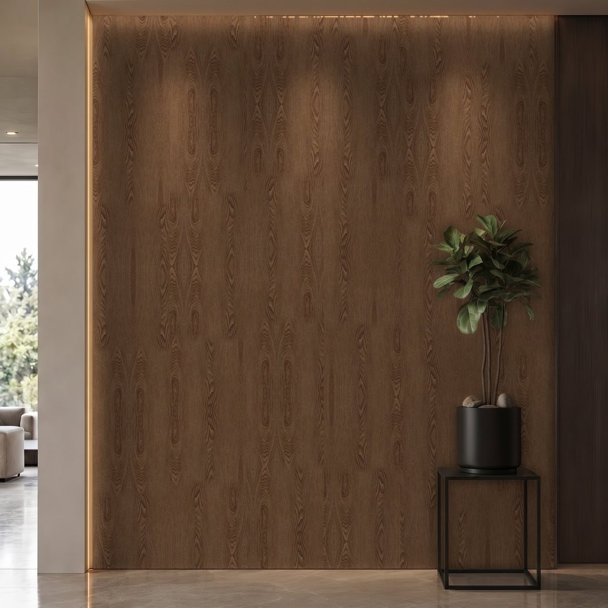 Bodaq ZX133 Oak interior film rendered on a feature wall