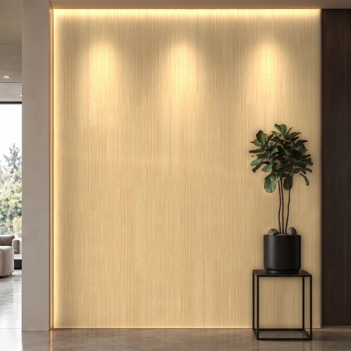 Bodaq ZX152 Oak interior film rendered on a feature wall