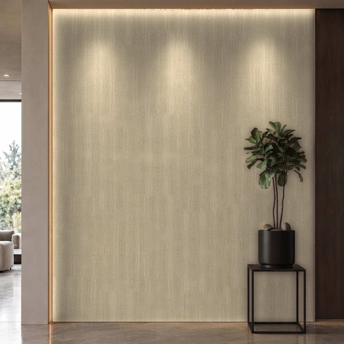 Bodaq ZX166 Oak interior film rendered on a feature wall