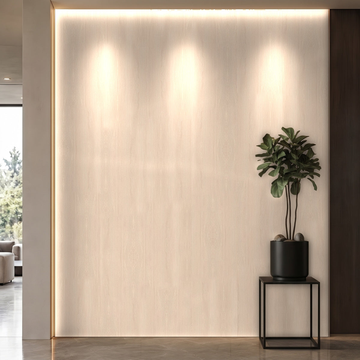 Bodaq ZX171 Oak interior film rendered on a feature wall