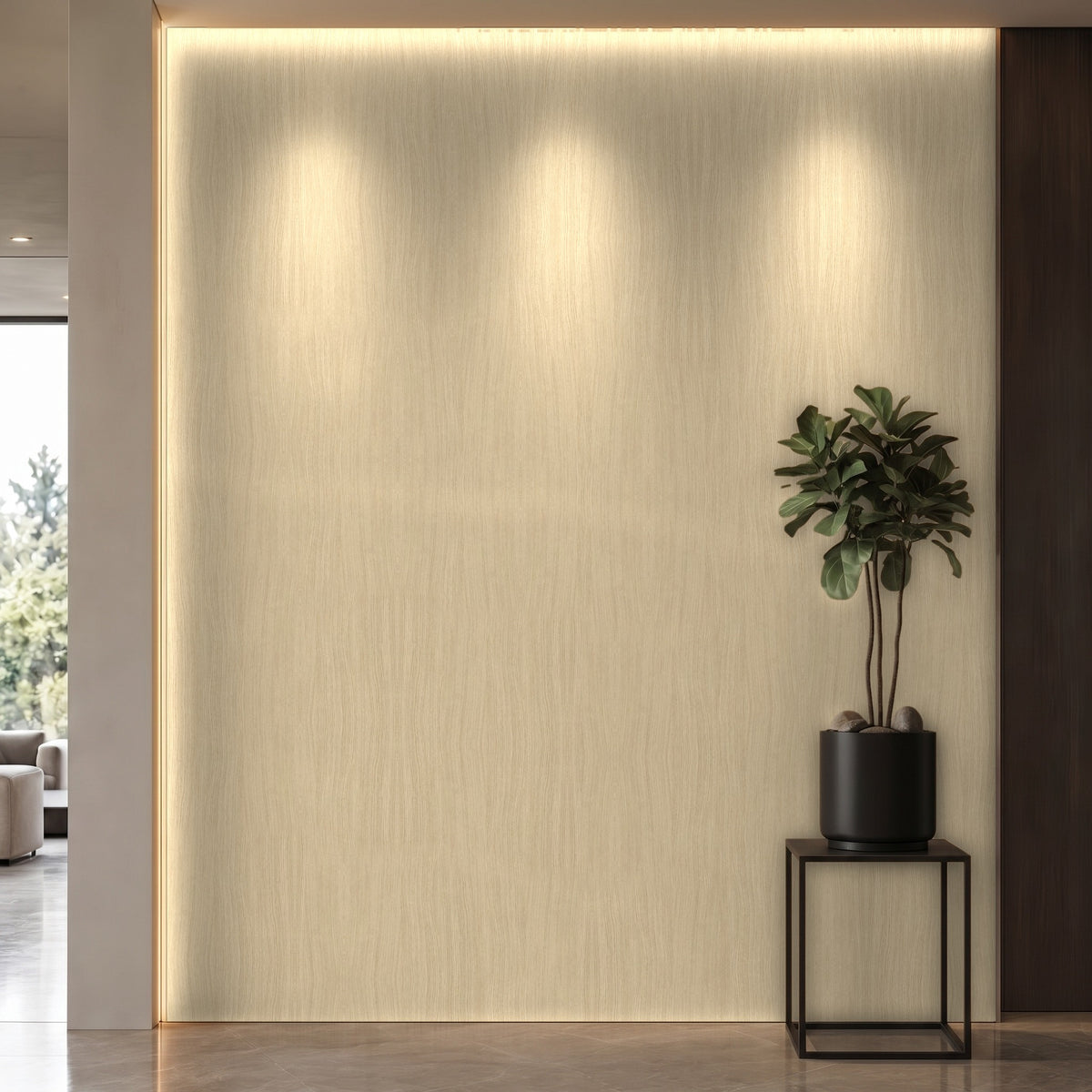 Bodaq ZX179 Oak interior film rendered on a feature wall